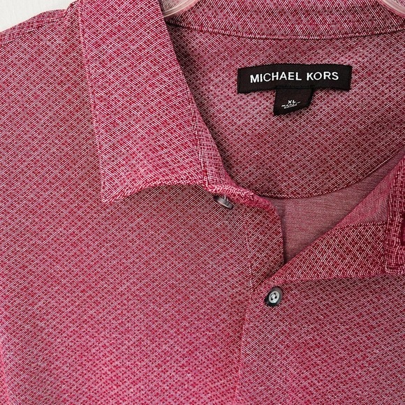 MICHAEL Kors Men's Logo Stretch Cotton Shirt Red Size XL - Picture 4 of 8
